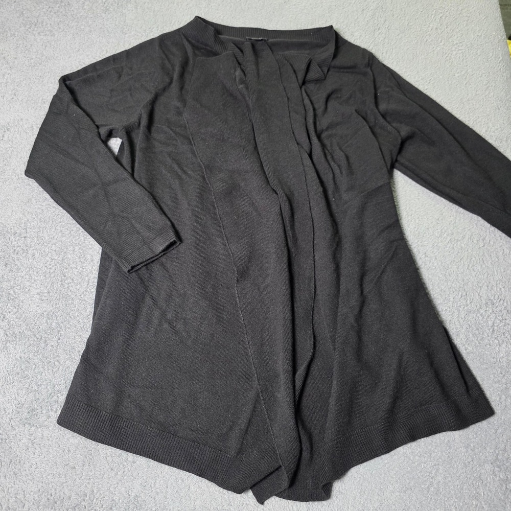 East 5th Woman XL Cardigan Black Open Front Draped Waterfall Longline Knit
